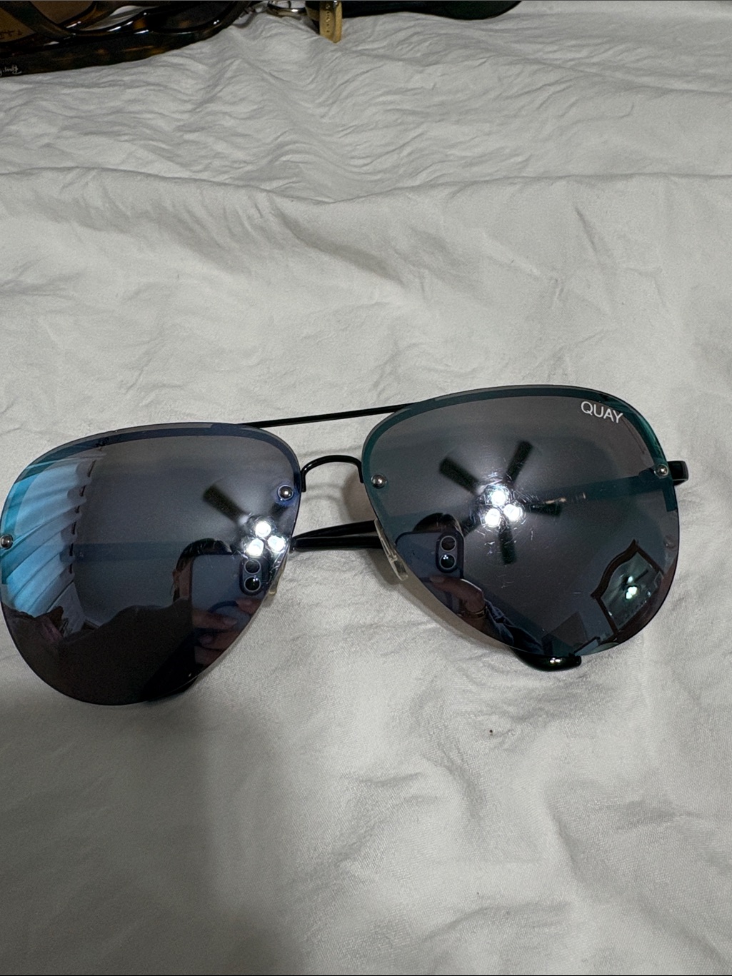 Quay Blue Mirrored Aviator Sunglasses